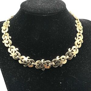 Vintage Marino Signed Gold Tone Link Choker Necklace